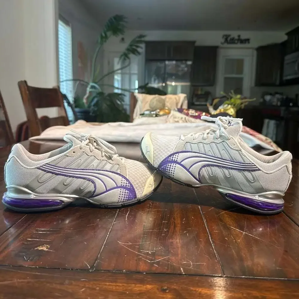 Puma 10 Cell Sport Lifestyle Running Sneakers Gray and Purple